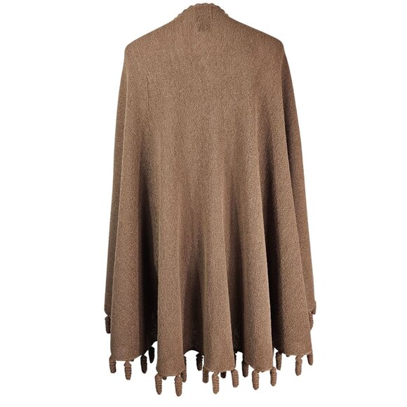 Alpaca International Baby Alpaca Poncho Wrap Cape OS Camel Tassel Quiet Luxury - Picture 2 of 7